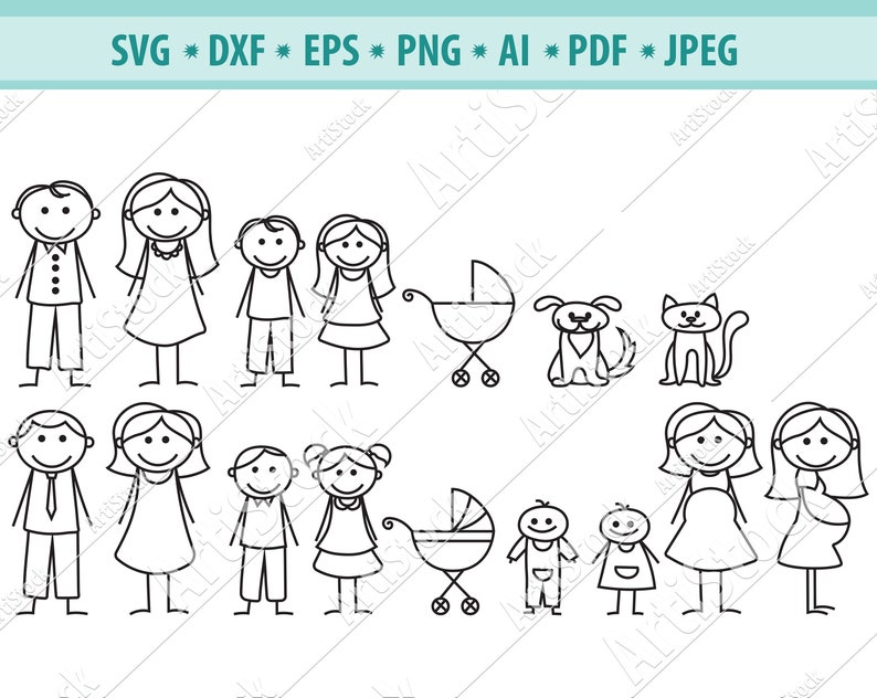 Download Cut Files For Cricut Silhouette Png Stick Family Svg Bundle Stick Family Clipart Vector Eps Stick Figures Dxf Stick Family Cut Files Clip Art Art Collectibles Jewellerymilad Com