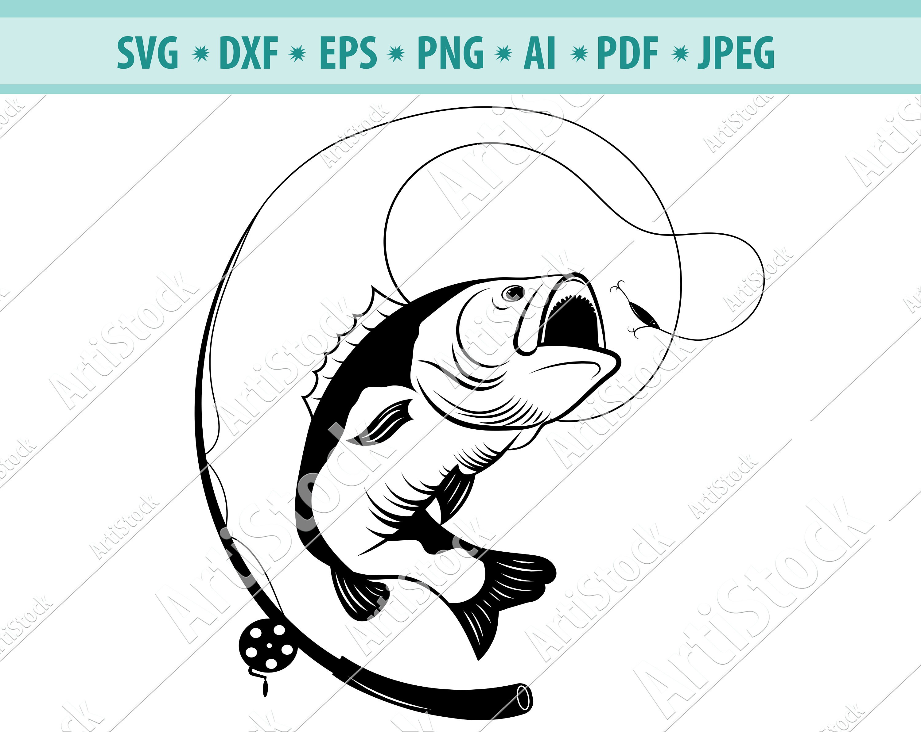 Download Bass Fishing Svg Bass Fishing Pole Svg Silhouette Fishing Svg Etsy