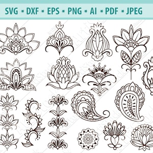 Mehndi Svg Datei, Mehndi Blume Svg, Henna Zeichnung Svg, Blume Mehndi Svg, Henna Tattoo Svg, Mehndi Clipart, Henna Vorlage, Svg schneiden Datei