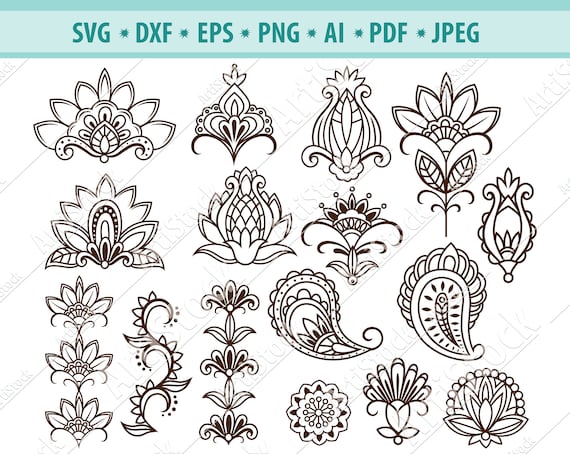 Download Mehndi Svg File Mehndi Flower Svg Henna Drawing Svg Flower Etsy