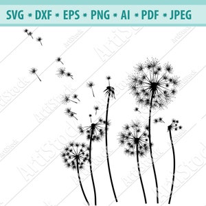 Löwenzahn Blume Blow Pedal Wunsch Natur Garten Pflanze wachsen Stamm. Svg. Eps. PNG Instant Digital Clipart Vektor Cricut Schneiden Download