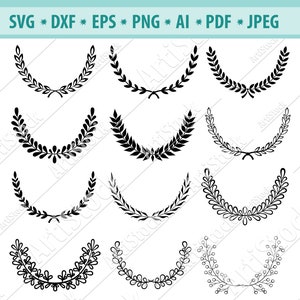 SVG Lorbeer Kranz Svg/schwarz und weiß Kranz Floral Ornamente Svg Clipart Hochzeit Kranz/floral Rahmen Svg/Text Ornament Rahmen geschnitten Schaltung