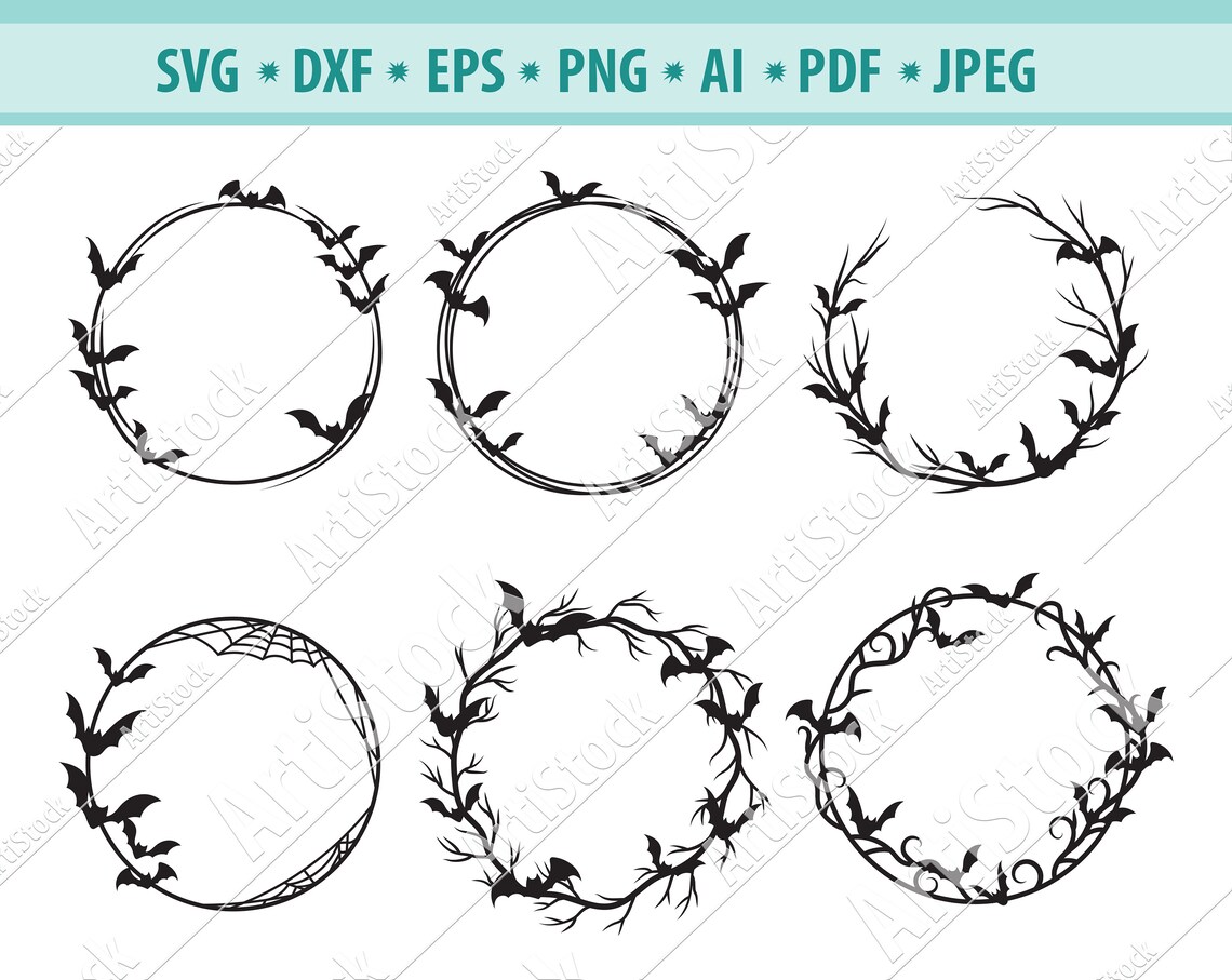 Halloween Frame Svg, Bats Monogram Frame Svg, Bat SVG Bundle, Cute Bat ...