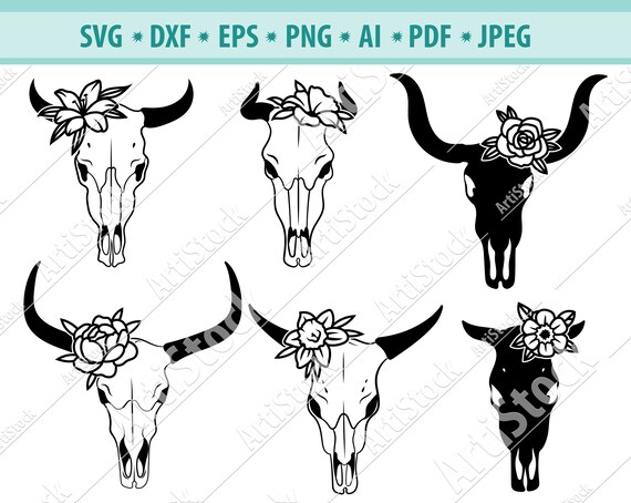 Download Animals Skull With Flowers Svg File Cow Skull Svg Skull Etsy