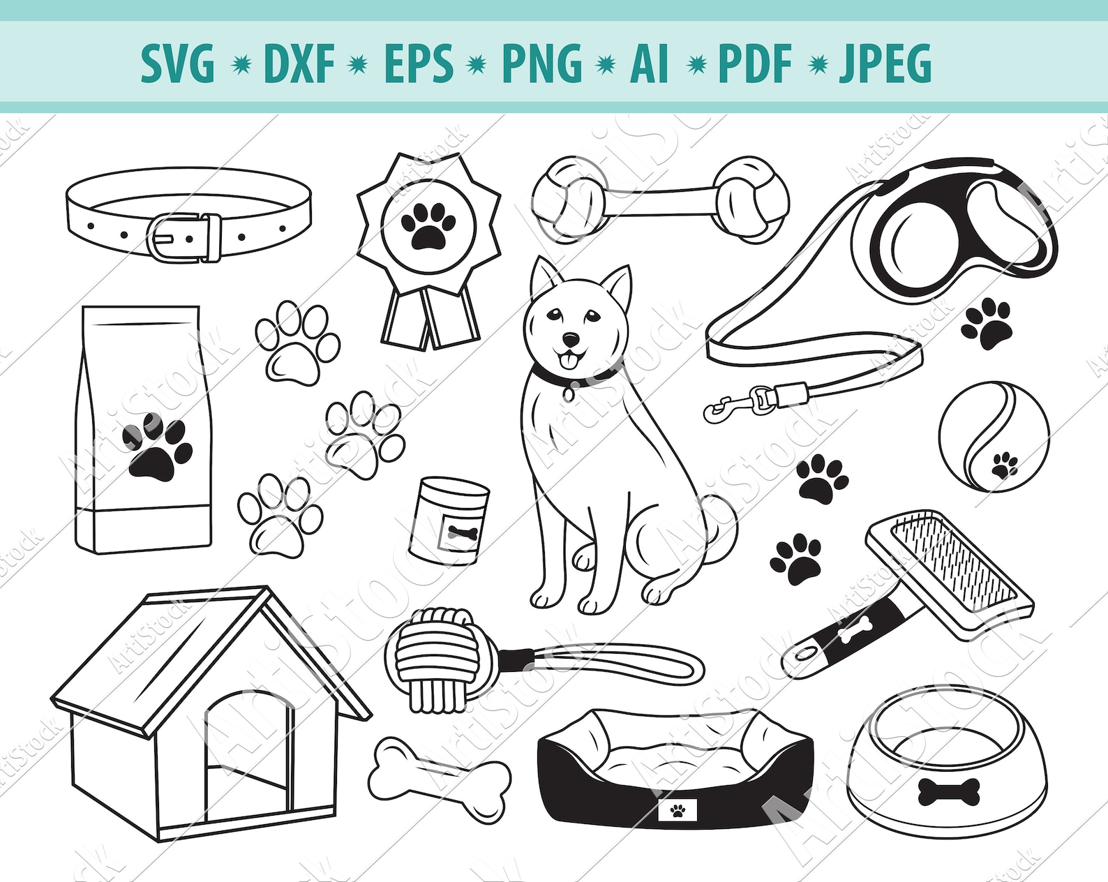 Dog Accessories Svg Dogs Toys Svg Dogs Svg Dog Bowl Svg Etsy