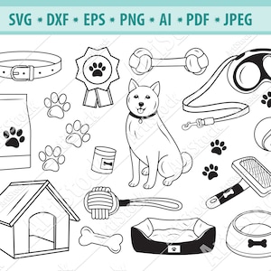 Hondenaccessoires Svg, Hondenspeelgoed Svg, Honden Svg, Hondenkom Svg, Hondenhok SVG, Hondenbot Svg, Hondenpoot Svg, Pet Clipart, Svg cut file, Eps, Cricut