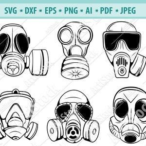 Gasmasker Svg, Mask Svg, Beschermend masker Svg, Civiele gasmasker Svg, Industrieel masker Svg, Safety Svg, Respirator mask Svg, Svg cut file, Png