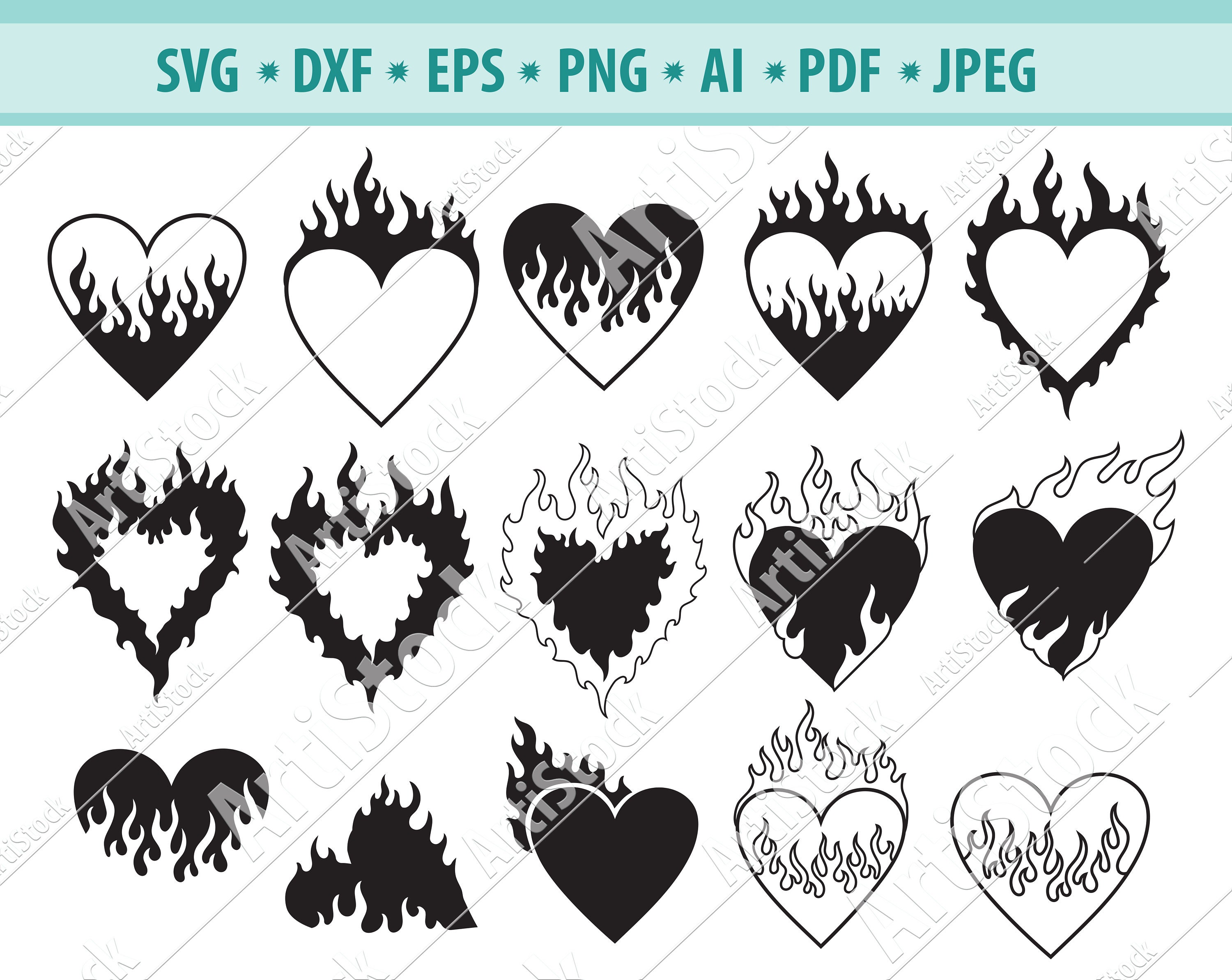Flaming Heart Tattoo - Etsy Flaming Heart Tattoo - Etsy
