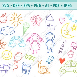 Dziecięce rysunki Svg, Dziecięce rysunki Svg, Dziecięce rysunki Svg, Szczęśliwe dzieci Svg, Lato Svg, Bawiące się dzieci Svg, Dzieci rysujące pliki do cięcia, Cricut, Eps