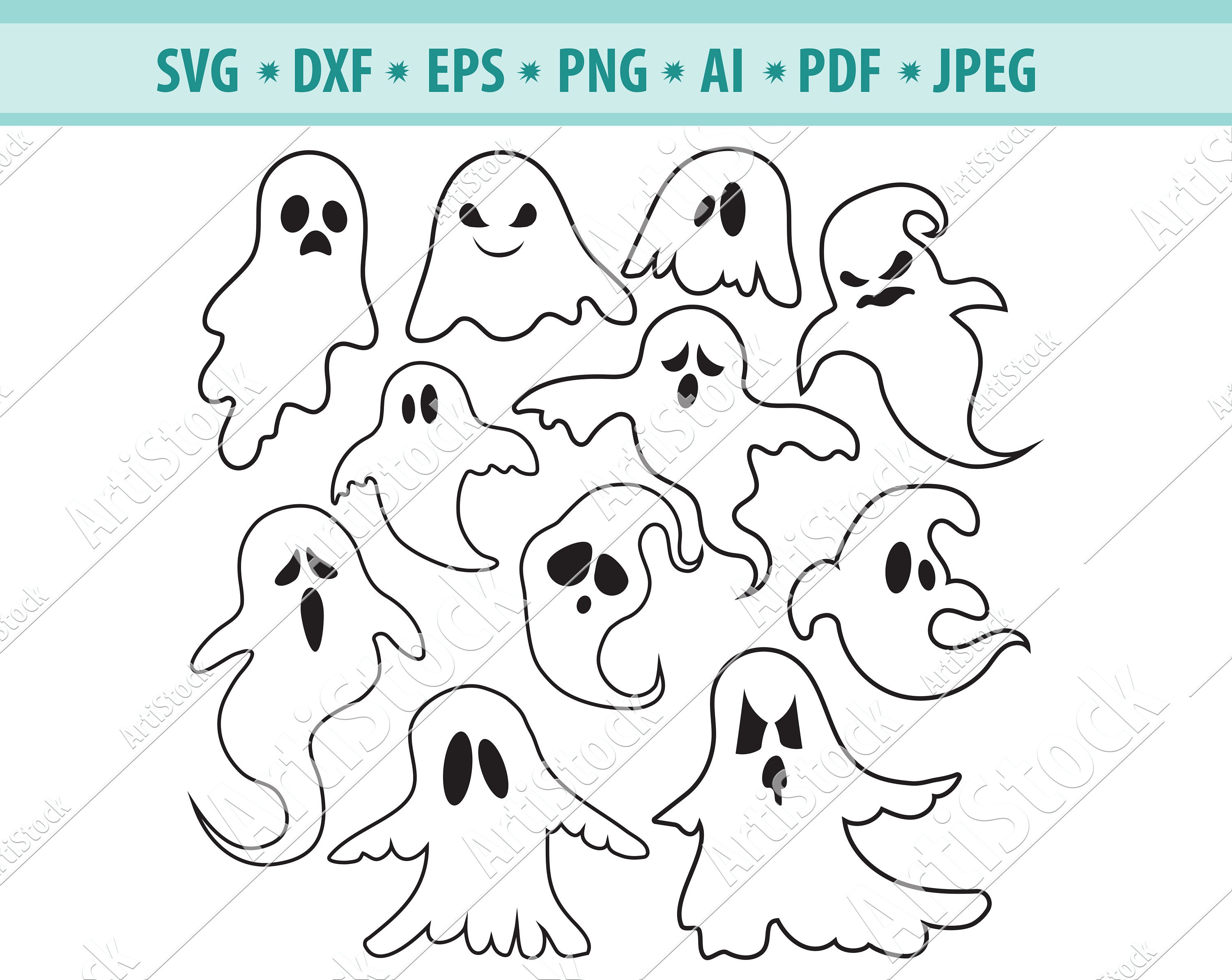 Ghosts SVG Halloween SVG Ghosts Clipart Ghosts Cut Files | Etsy