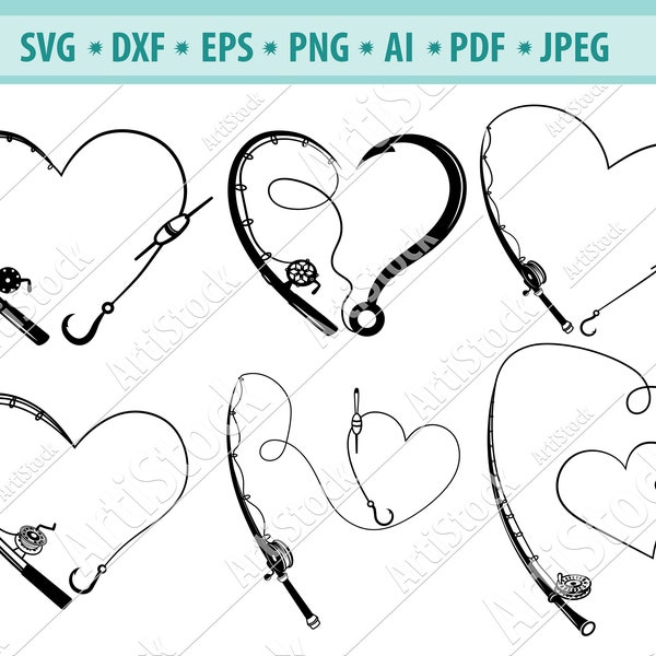 Fishing love Svg, Fishing Pole Svg, Silhouette Fishing Svg Fishing Hook Cricut File, Fishing Cut File Printable Instant Download, Hobby Png