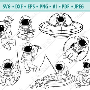 Lindo astronauta Svg, niño astronauta Svg, espacio Svg, astronauta en la luna Svg, astronauta archivo cortado, Universo Svg, Platillo volador Svg, Eps, Png, Jpg