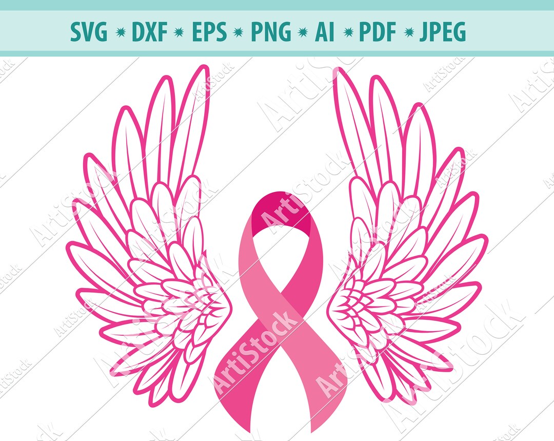 Cancer Ribbon SVG, Cancer Survivor, Awareness Ribbon Angel Wings SVG ...