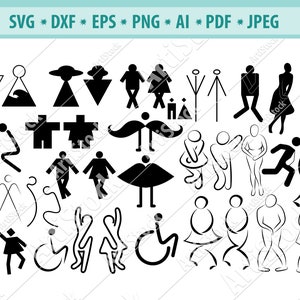 Toilet SVG, toilet teken SVG, toiletten, deur sticker, Toilet, badkamer, SVG, silhouet, Graphics, illustratie, Vector, Logo, digitale, Clipart