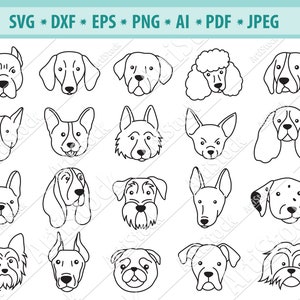 Visage de chien Svg, Puppy Svg, Clipart de chien, Races de chiens Png, Museau de chien mignon Svg, Portrait de chien Svg, Amoureux des chiens Svg, Drôle d’animal de compagnie Svg, Eps, Dxf, Png