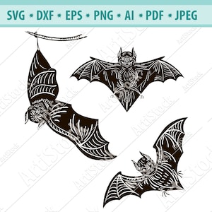 Pakiet SVG nietoperz, Halloween SVG, clipart, pliki do cięcia nietoperza sylwetka, pliki dla Cricut, wektor nietoperza, SVG, DXF, PNG, EPS, JPEG. illusration