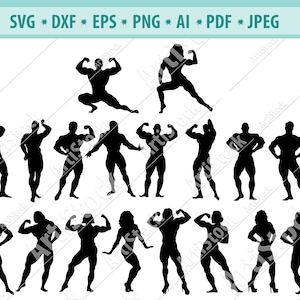 Bodybuilder svg, Bodybilding silhouette cut file, Muscular man svg, Vector graphic svg, Printable bodybuilder, Fitness muscled png, dxf, svg