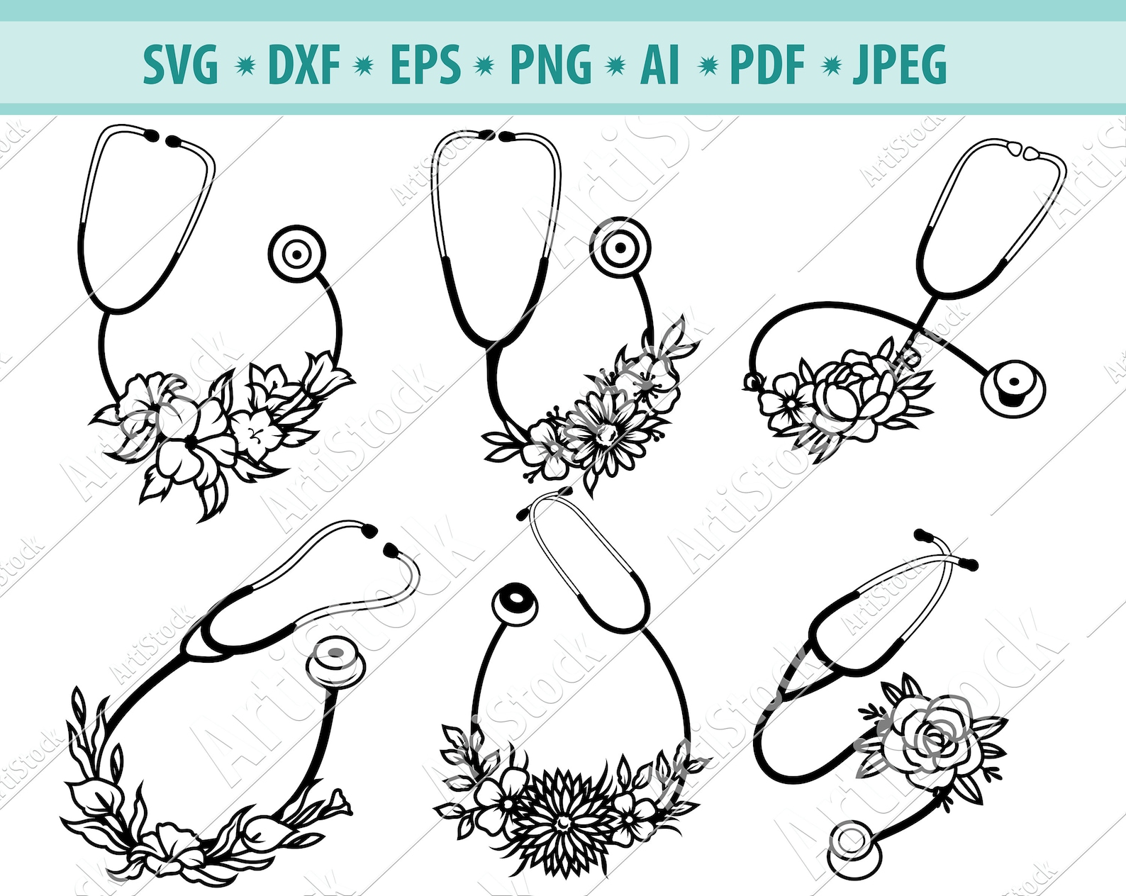 Stethoscope With Flowers SVG Stethoscope Svg File - Etsy Australia