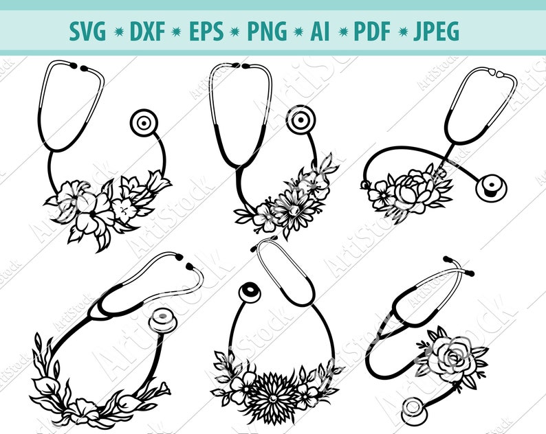 Download Stethoscope with flowers SVG Stethoscope Svg File | Etsy