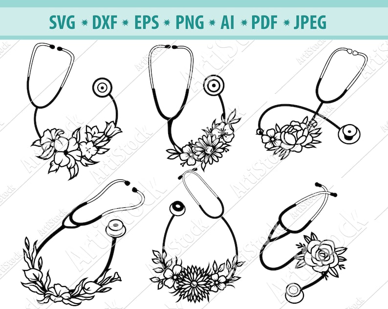 Download Stethoscope with flowers SVG Stethoscope Svg File | Etsy