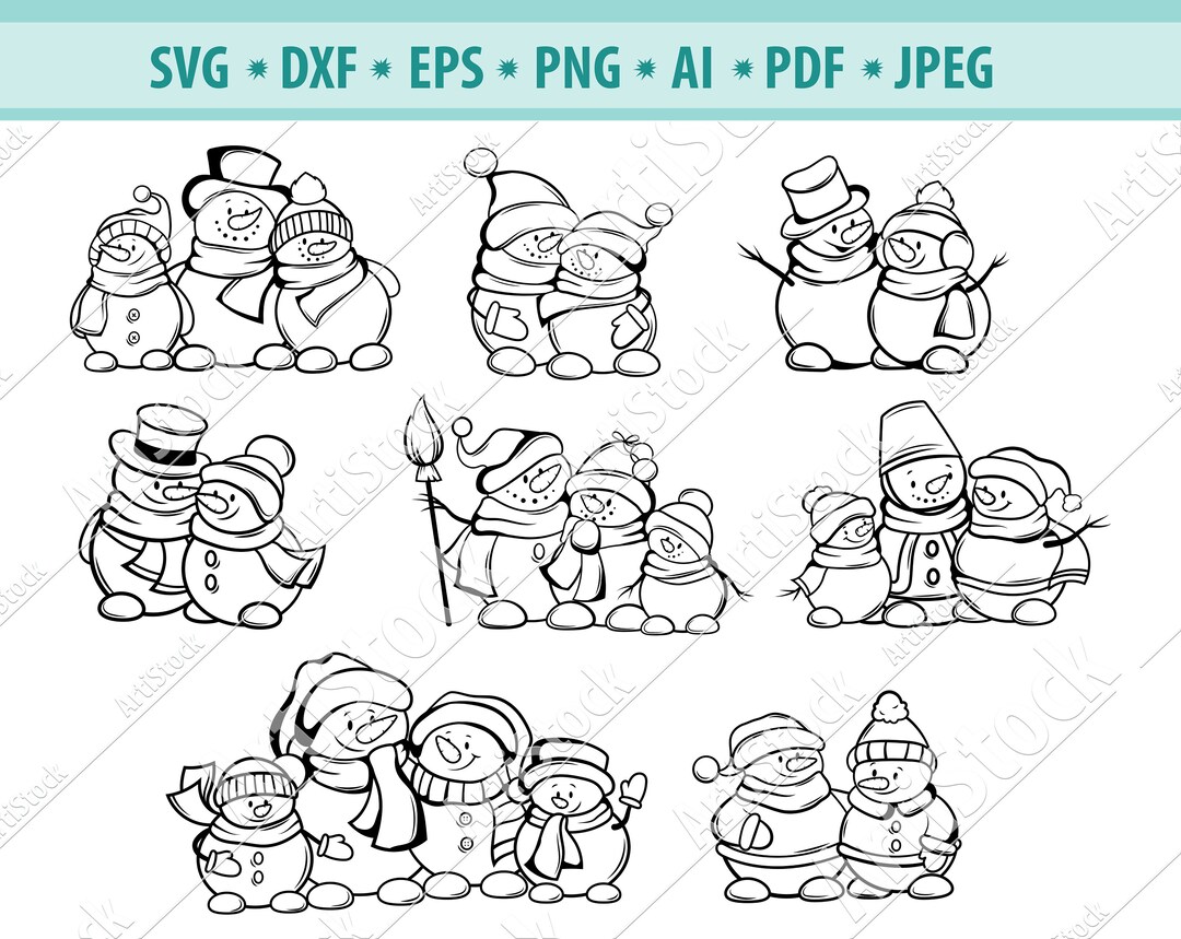 Snowman Family SVG Cut Files for Cricut Christmas Svg Hand - Etsy Ireland