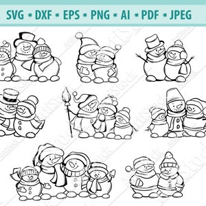 Snowman Family SVG Cut Files for Cricut Christmas Svg Hand - Etsy