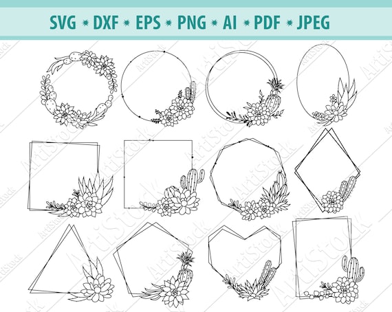 Download Cactus Frames Svg Cactus Svg File Cactus Monogram Svg Etsy