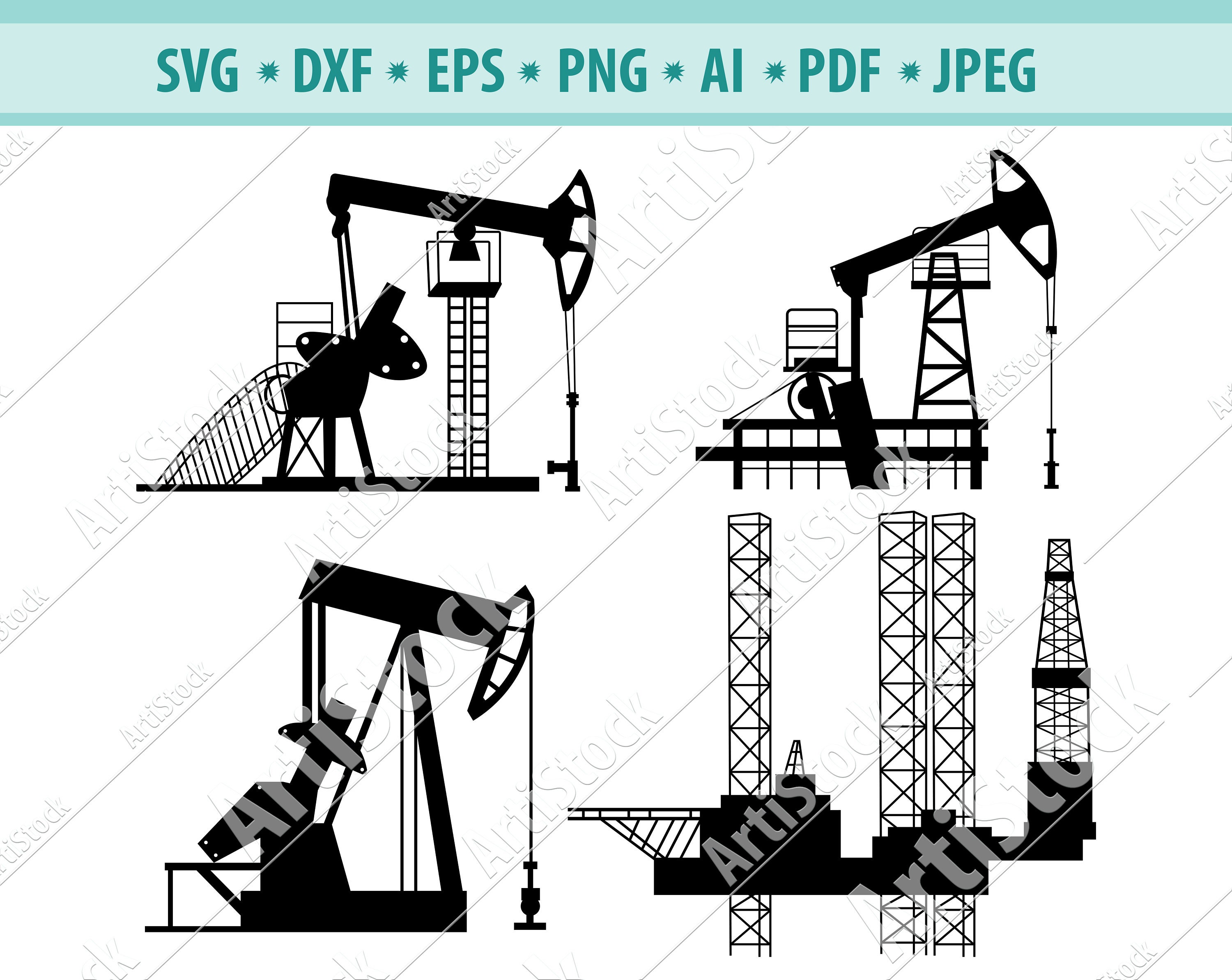 Oil Rig Svg, Oil Pump Svg, Oil Rig Clipart, Oil Production Svg ...