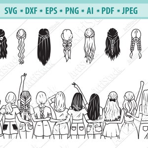 Mejores amigos Svg, Besties Svg, Mejores novias Svg, Amigos para siempre Svg, Amistad femenina Svg, Mejores amigos constructor Svg, Vector, Eps