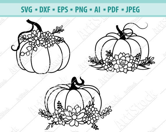 Download Floral Pumpkin Svg Succulents Pumpkin Svg Pumpkin Svg Etsy