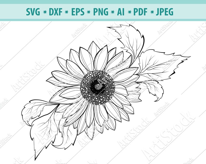 Download SunFlower Svg Sunflower Silhouette Sunflower Clipart ...