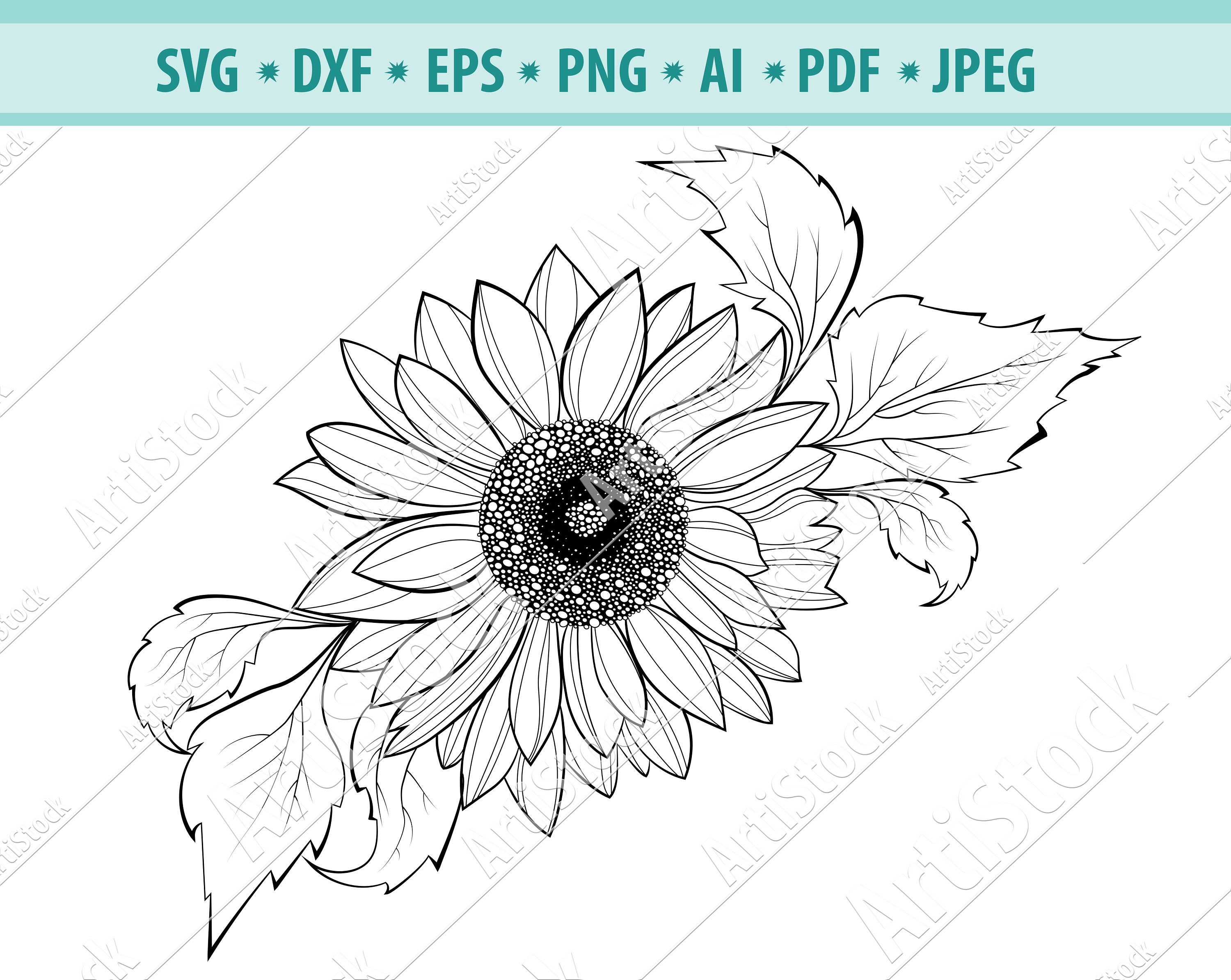 Download Sunflower Svg Sunflower Silhouette Sunflower Clipart Sunflower Etsy