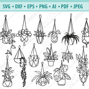 Pflanzen SVG, Topfpflanzen SVG, Zimmerpflanzen SVG, Blumentopf Clipart, Gartenarbeit SVG, Datei für Cricut, Silhouette Cameo