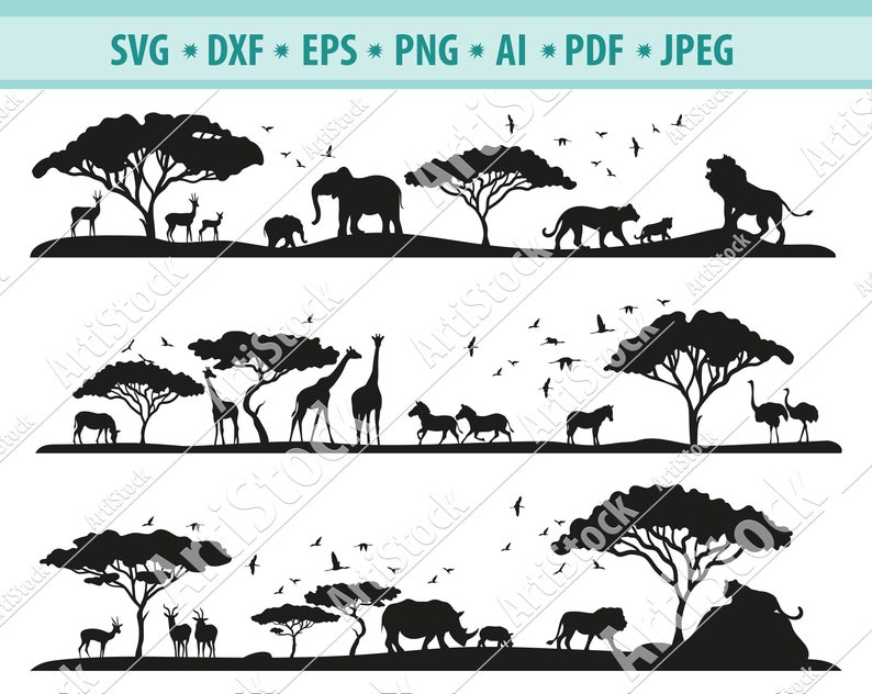 Safari Animal SVG Elephant Svg Giraffe Svg Safari Clipart - Etsy