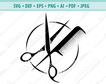 Hair Salon Accessories Barber Scissors Stylish Barbershop Fashion .SVG .EPS .PNG Vector Space Clipart Digital Download Circuit Cut Cutting