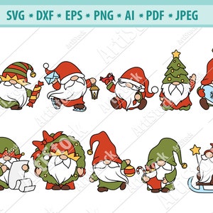 Gnome SVG, Cute Garden Gnome SVG, Nordic Gnome Svg, Gnome Clipart, Holiday Gnome svg, Christmas Gnomes Svg, Cut File, Silhouette, dxf, eps