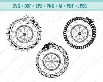 Vegvisir with runes SVG, Nordic Runes Svg, Viking Compass Svg, Vegvisir SVG, Icelandic Stave Eps, Vegvisir silhouette Dxf, Svg cut files