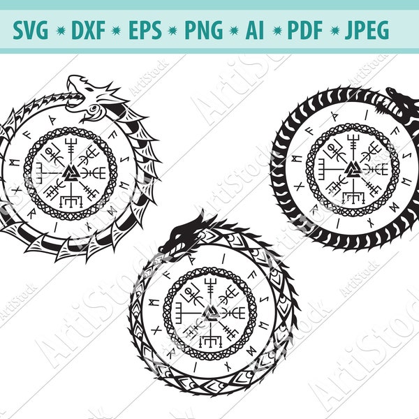 Vegvisir with runes SVG, Nordic Runes Svg, Viking Compass Svg, Vegvisir SVG, Icelandic Stave Eps, Vegvisir silhouette Dxf, Svg cut files