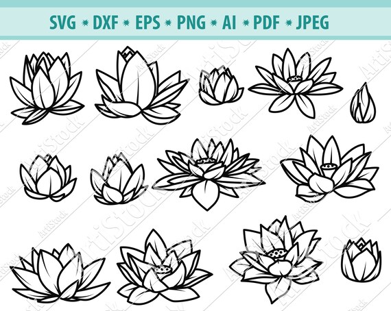 Download Clip Art Art Collectibles Lotus Clipart Stencil Decal Circut Files Flower Svg Lotus Svg Vinyl Cut File Lotus Silhouette Iron On Floral Svg Lotus Flower