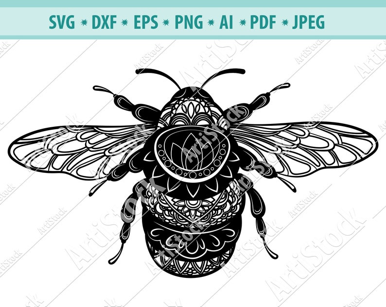 Download Clip Art Art Collectibles Bee Decal Bee Svg Files Zentangle Svg Bee Cut Files Mandala Svg Designs Bee Clipart Bee Mandala Svg File For Cricut Bee Shirt Design