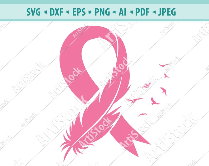 Download Cancer Ribbon SVG Feather Pink Ribbon SVG Cut File Files ...