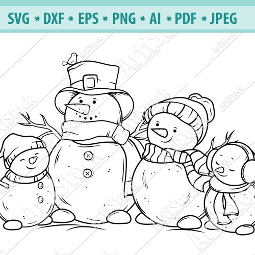 Snowman Family SVG Cut Files for Cricut Christmas Svg Hand - Etsy