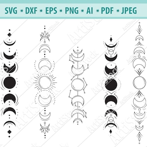 Boho Moon Phases Svg Magical Moon Svg Geometric Planet Svg - Etsy