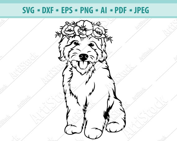 Download Dog Svg Dog With Flower Crown Svg Floral Dog Svg Etsy