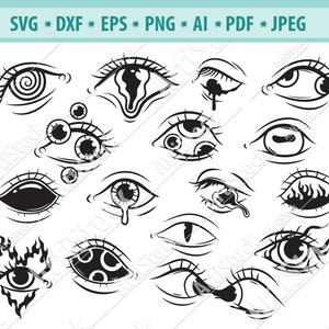 Halloween eyes Svg, Eyes Svg, Creepy eye Svg, Eyelashes Svg, Scary makeup Svg, Eyes cut file, Eyes clipart, Eyes silhouette, Dxf, Png, Eps