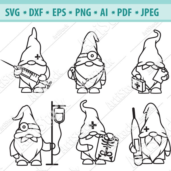 Gnomes Doctors Svg, Medicine Svg, Health Svg, Gnome Nurse Svg, Medical gnomes svg, Healthcare mask gnome Svg, Svg Cut File, Hero Svg, Eps