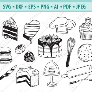 Cake Svg, Birthday Cake Svg, Bakery Svg, Food Svg, Donut Svg, Silhouette cameo, Zoetwaren Eps, Dxf, Banketbakkers Svg, Svg Cut bestanden, Png