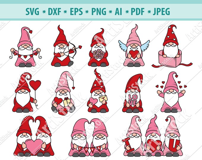 Gnome SVG, Gnomes With Hearts Svg, Valentine Day Svg, Nordic Gnome Svg ...