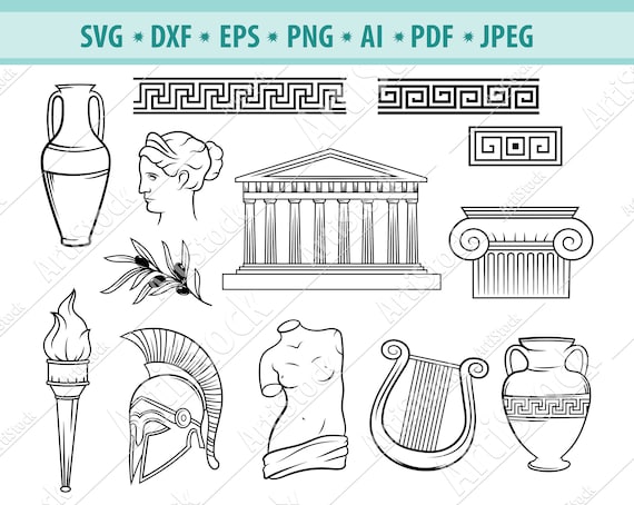 Ancient Greece Svg, Acropolis Svg, Ancient Greek Clipart, Spartan Helmet  Svg, Torch Svg, Amphora Svg, Ancient Columns Svg, Eps, Dxf, Cricut - Etsy