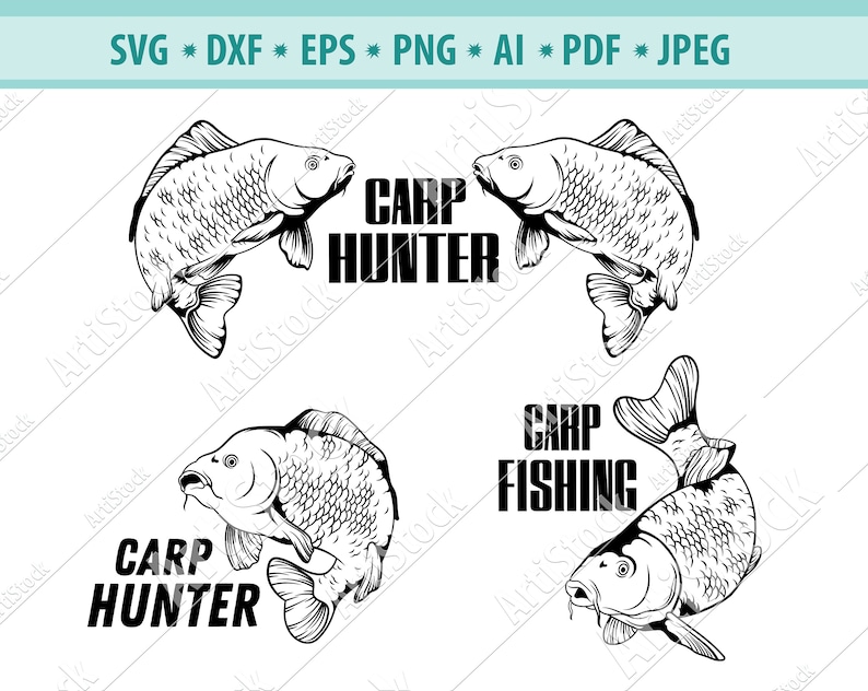Download Clip Art Carp Fishing Svg Sport Fishing Svg Cut Files Carp Hunter Svg Fish Svg Fishing Clipart Silhouette Png Eps Fishing Svg Fishing Logo Art Collectibles